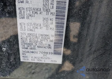 2014 Nissan Pathfinder Sl из США, поврежденный, VIN 5N1AR2MM2EC709839